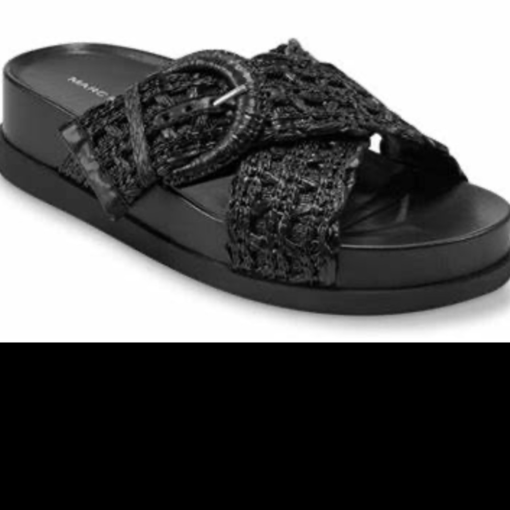 Marc Fisher Welti Woven Straw slide sandals